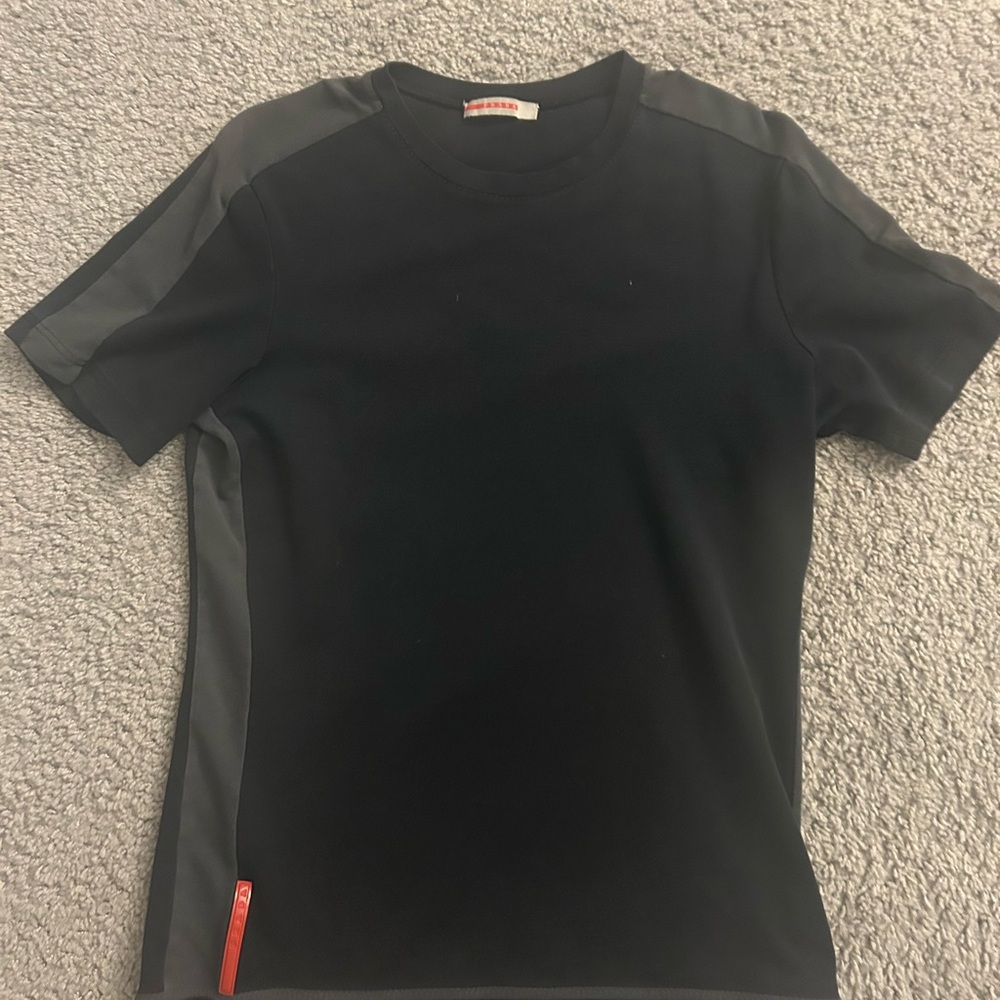 Prada Linnea Rossa Vintage Black and Gray Logo Athletic T-Shirt